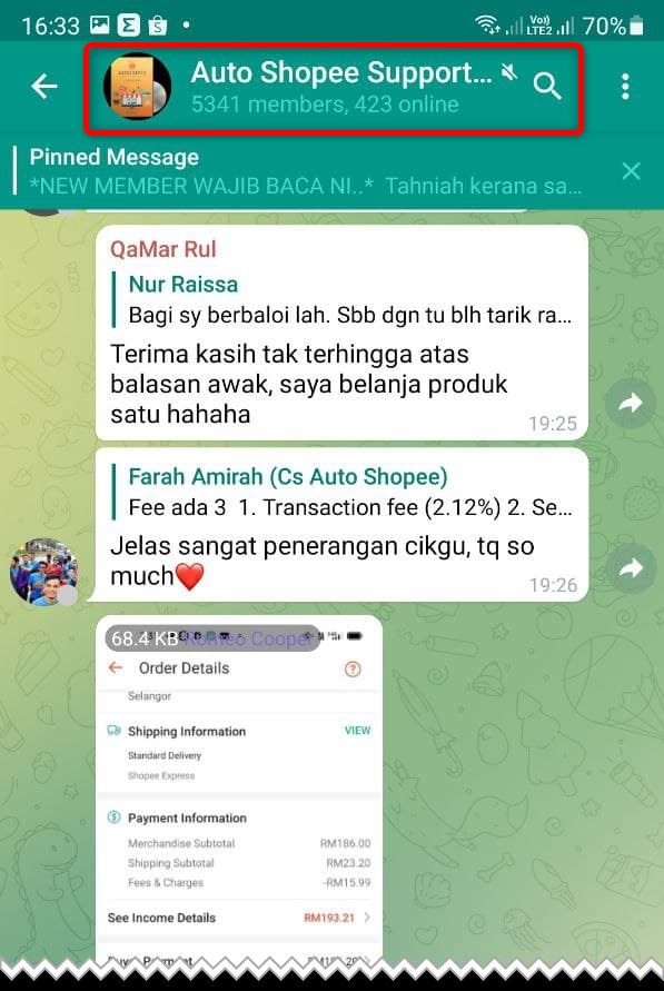 Telegram Group auto shopee 3.0